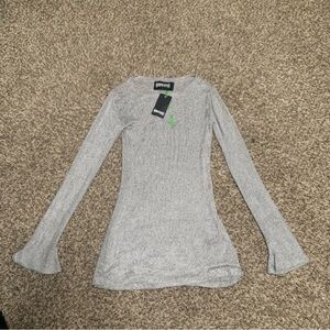 Dolls Kill Darker Wavs Silver Sparkly Long Sleeve Mesh Dress, Size Small, NWT